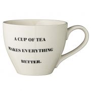 Kubek ceramiczny z serii CATHRINE z napisem A CUP OF TEA MAKES EVERYTHING BETTER - Bloomingville