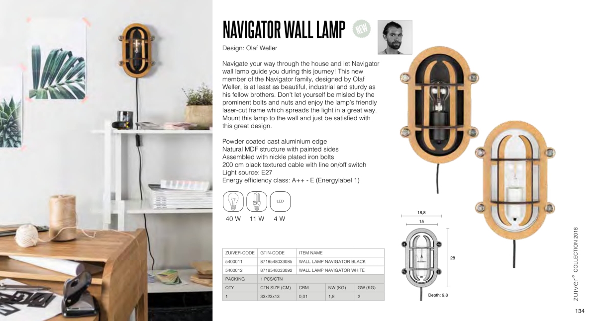 navigator wall lamp - lampy zuiver - kolekcja 2018