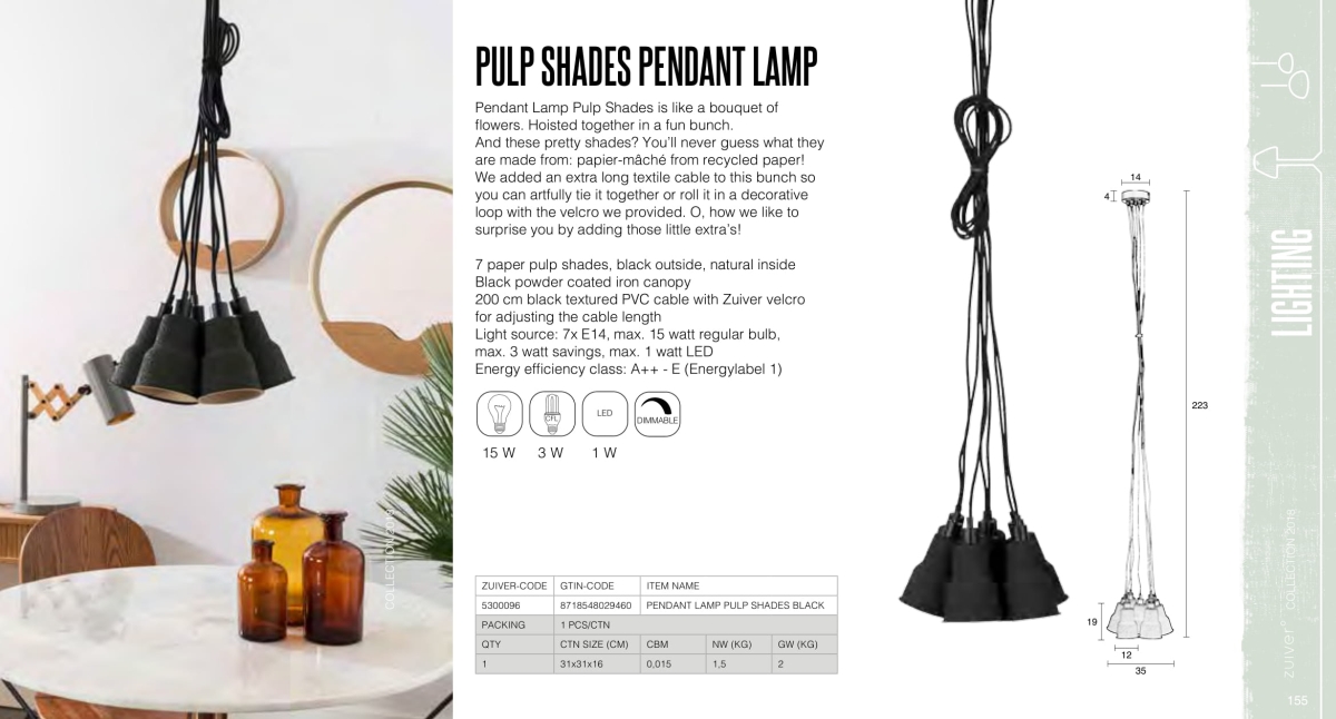 pulp shades pedant lamp - lampy zuiver - kolekcja 2018