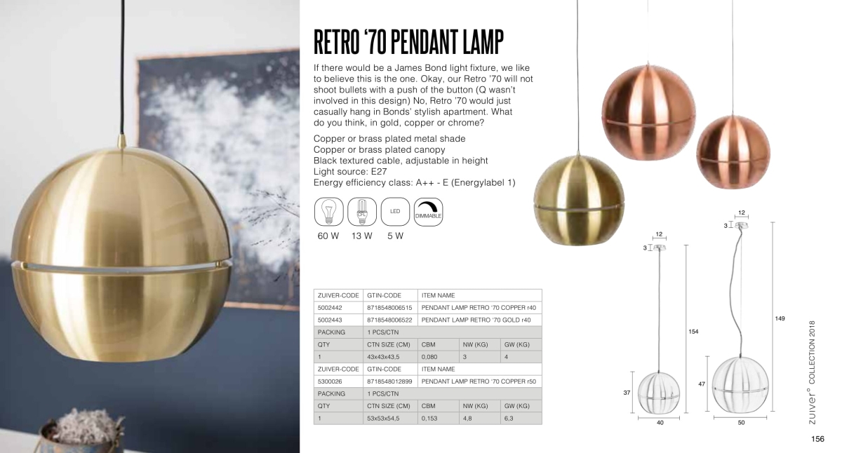 retro 70 pedant lamp - lampy zuiver - kolekcja 2018