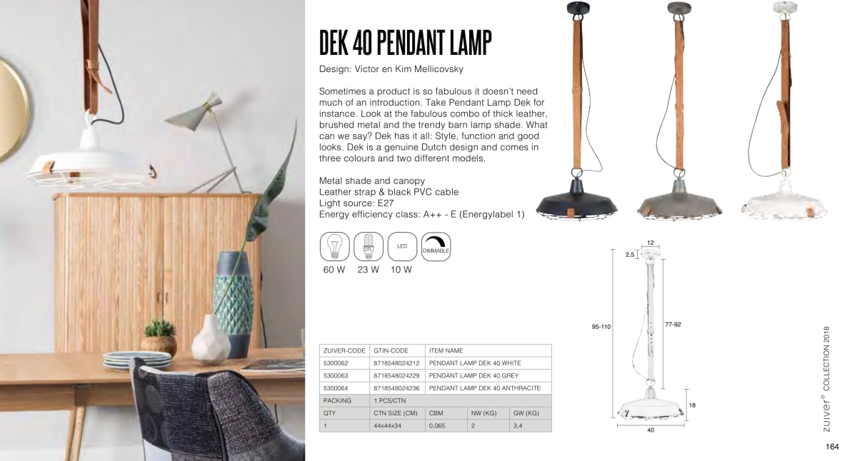 dek 40 pedant lamp - lampy zuiver - kolekcja 2018