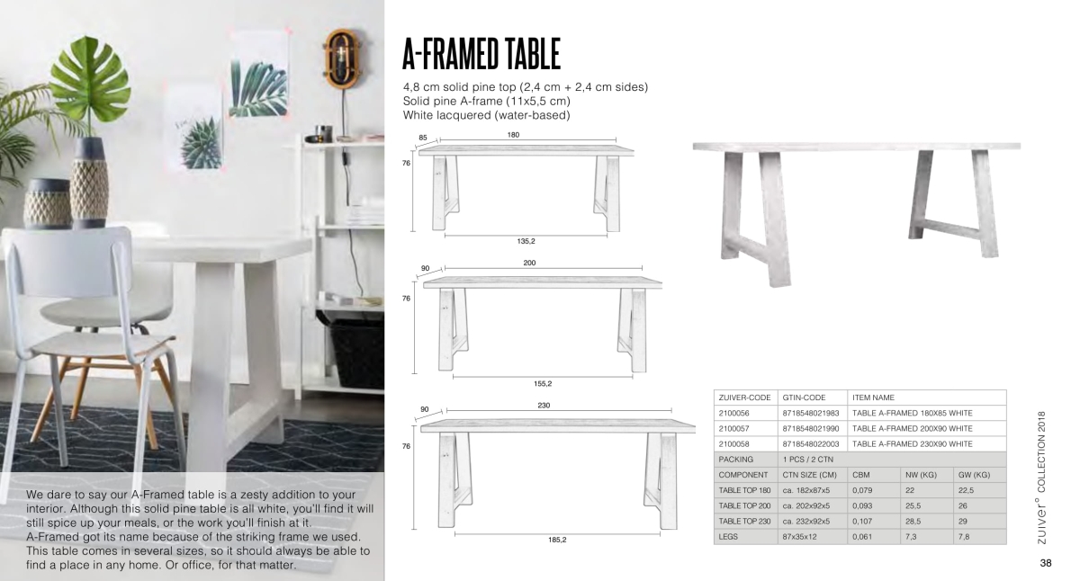 stoły i stoliki zuiver 2018 - a-framed table