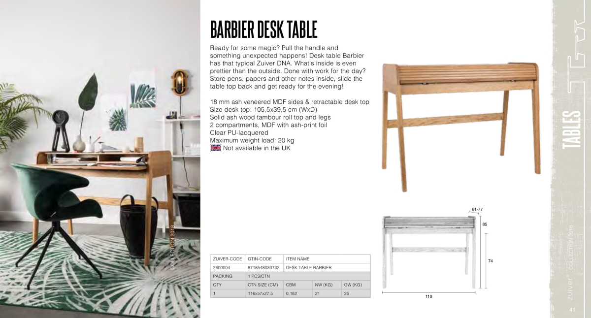 stoły i stoliki zuiver 2018 - barbier desk table
