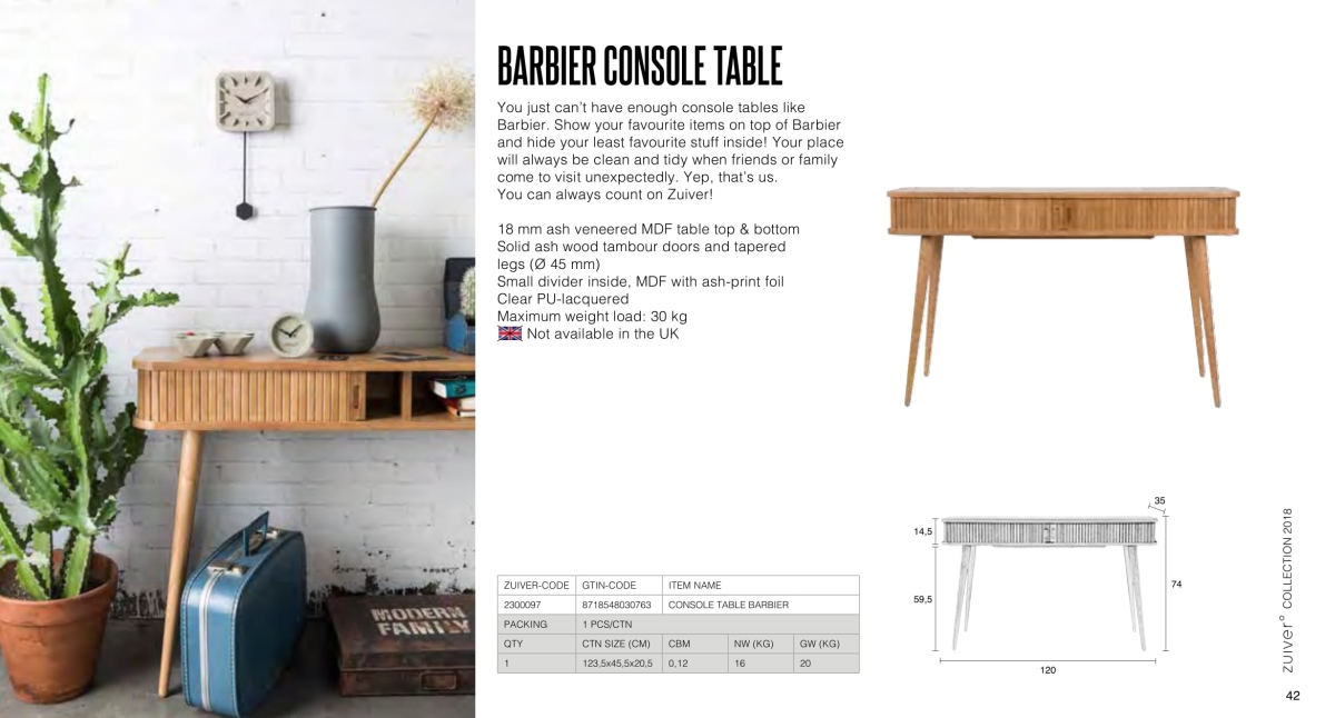 stoły i stoliki zuiver 2018 - barbier console table
