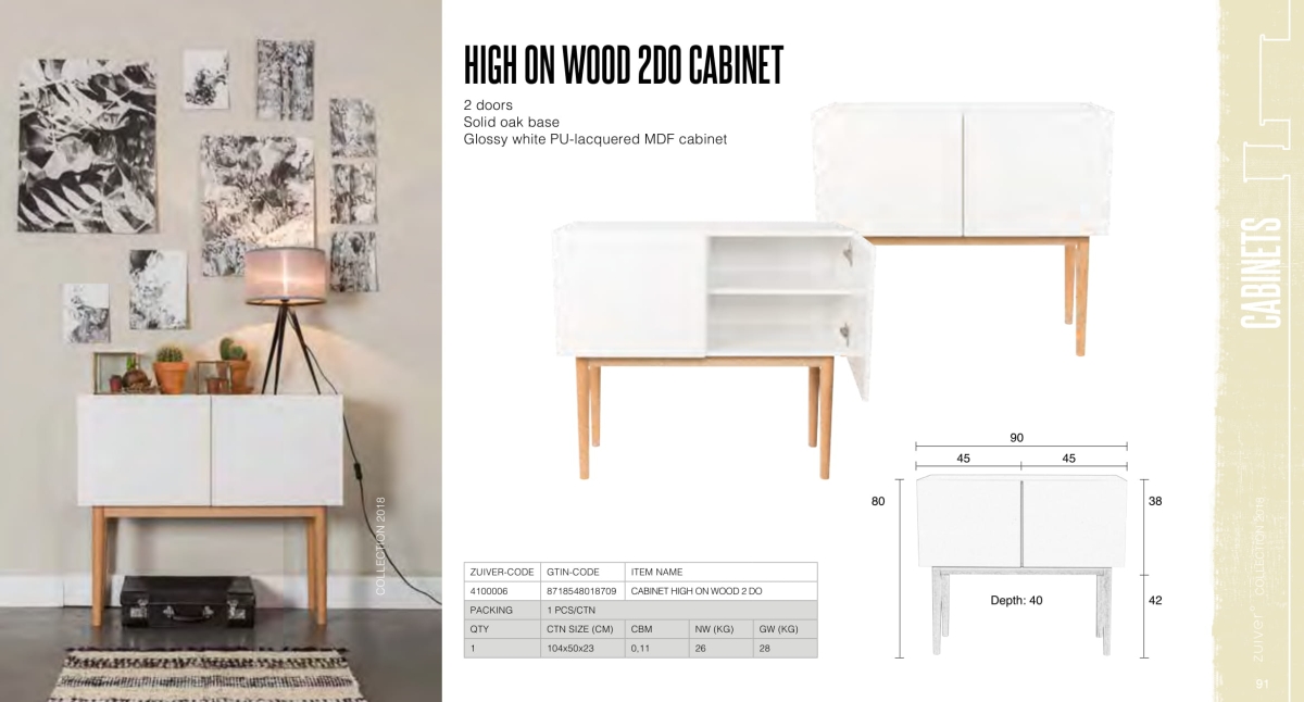 high on wood cabinet - komoda - zuiver kolekcja 2018